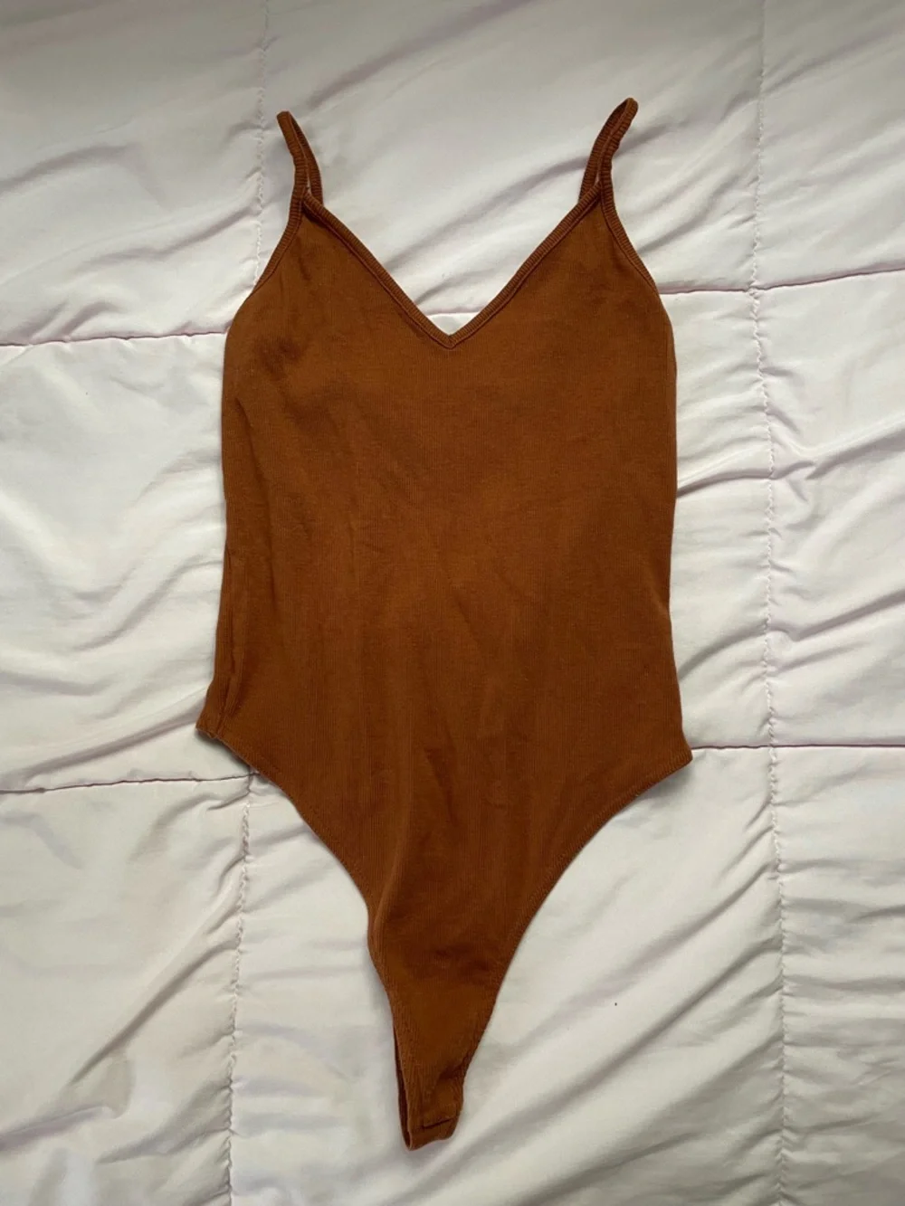 bp Rust Brown Ribbed Tank Bodysuit - Picture 1 of 3